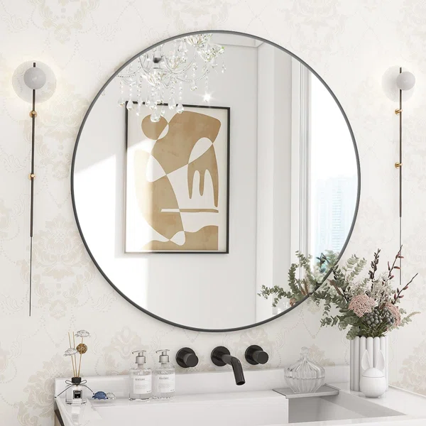 Bhagwanaram Aluminum Framed Round Bathroom Mirror Wall Mounted Vanity Mirror - Image 5